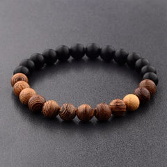 Amader 8mm New Natural Wood Beads Bracelets Men Black Ethinc Meditation White Bracelet Women Prayer Jewelry Yoga Bracelet Homme