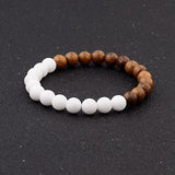 Amader 8mm New Natural Wood Beads Bracelets Men Black Ethinc Meditation White Bracelet Women Prayer Jewelry Yoga Bracelet Homme