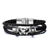 Vnox Lucky Vintage Men's Leather Bracelet Playing Cards Raja Vegas Charm Multilayer Braided Women Pulseira Masculina 7.87