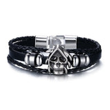 Vnox Lucky Vintage Men's Leather Bracelet Playing Cards Raja Vegas Charm Multilayer Braided Women Pulseira Masculina 7.87