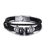 Vnox Lucky Vintage Men's Leather Bracelet Playing Cards Raja Vegas Charm Multilayer Braided Women Pulseira Masculina 7.87
