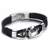 Vnox Lucky Vintage Men's Leather Bracelet Playing Cards Raja Vegas Charm Multilayer Braided Women Pulseira Masculina 7.87