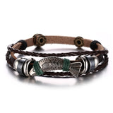 Vnox Lucky Vintage Men's Leather Bracelet Playing Cards Raja Vegas Charm Multilayer Braided Women Pulseira Masculina 7.87