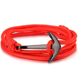 High quality fashion black anchor bracelet men's charm survival rope chain leather friendship bracelet men and women jewelry