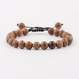 Amader 8mm New Natural Wood Beads Bracelets Men Black Ethinc Meditation White Bracelet Women Prayer Jewelry Yoga Bracelet Homme