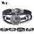 Vnox Lucky Vintage Men's Leather Bracelet Playing Cards Raja Vegas Charm Multilayer Braided Women Pulseira Masculina 7.87